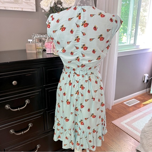 J.Crew Mercantile Faux Wrap Mini Dress – Blue Floral Print – Size 00 - Picture 5 of 16